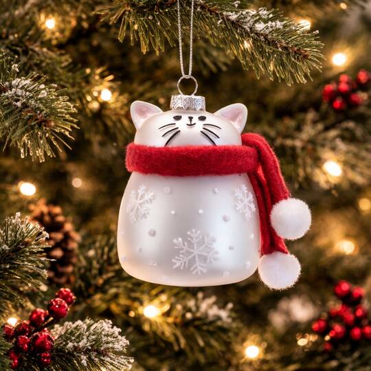 Melrose 3.75" Glass & Polyester Cat Ornaments, 6ct.